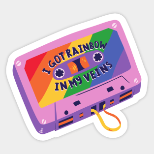 I Got Rainbow In My Veins, Cassette Mixtape Retro Vintage Sticker